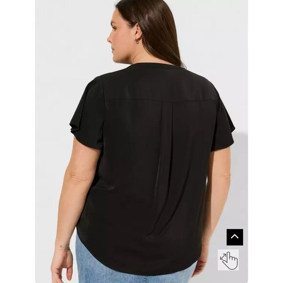 Torrid Black Harper Studio Crepe de Chine Flutter Short Sleeve Plus Size 4X 26 - Picture 2 of 9